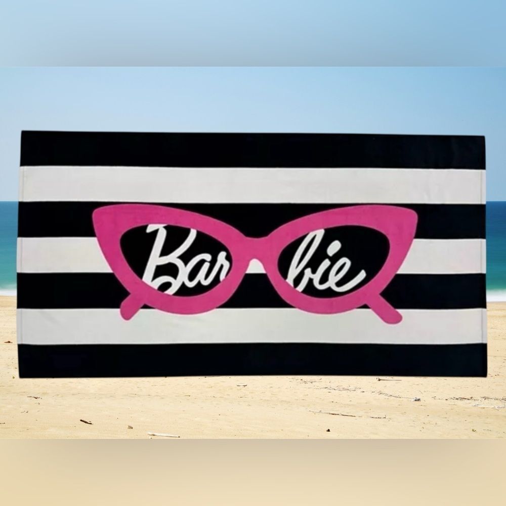 Barbie Black and White Stripe Beach Towel